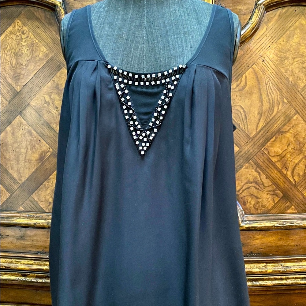 CUSP by Neiman Marcus. Black Sleeveless Top with Decorative Enhancement.  Size M